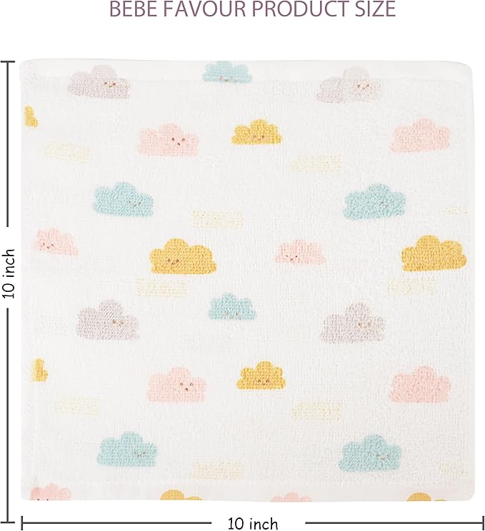 4 Pack Baby Washcloths 100% Cotton Soft and Absorbent Terry Wash Cloths for Sensitive Skin Face Hand Body Burp Rag Wipes Essentials for Newborns Infants Toddlers Girls Boys