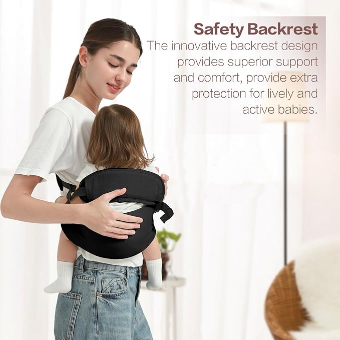 Toddler Sling Carrier, Toddler Carrier Sling, Baby Carriers Hip Carriers with Backrest, Lightweight Travel-Friendly Baby Slings Carriers, Black