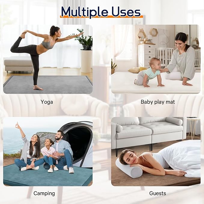 Baby Play Mat for Floor Tummy Time Mat Nursery Rug Muscle Mat Area Rug Playroom Rug Tatami Mat 9'2"x6'7" Memory Foam 1.3" Thick Crawling Mat for Babies,Toddlers, Infants, (Cream)