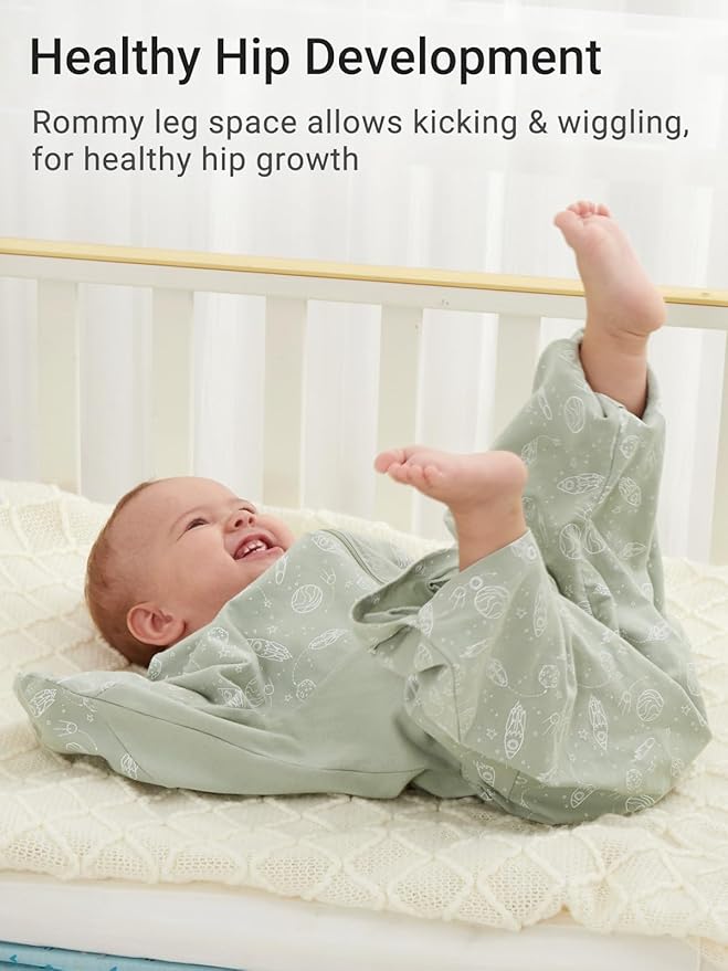 GROWNSY Transitional Swaddle Sleep Sack 3-6 Months, Starfish Design Baby Swaddle Sack, Dual-Zipper for Easy Diaper Changes, Proper Hip Development & Openable Foot Button, 12-20lbs, Green