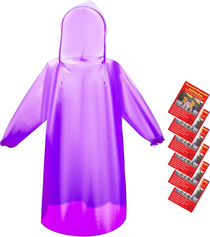 6 & 20 & 50 Pack Disposable Rain Ponchos for Adults/Youth, Waterproof PE Raincoats with Drawstring, Camping/Emergency