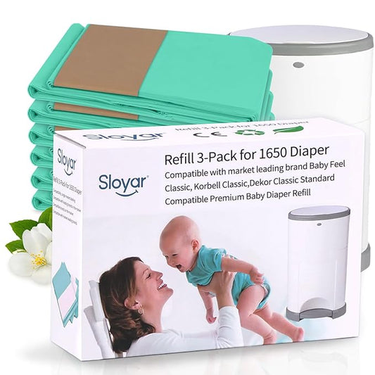 Sloyar Refills Compatible with DEKOR CLASSIC Diaper Pails/3 Pack/Versatile and Functional/Suitable for Seniors and Infants/Baby Powder Fragrance/Holds up to 1650 Diapers