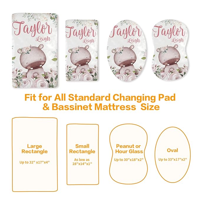 Custom Changing Pad Cover Set - Jersey Knit Ultra Soft Unisex Waterproof Diaper Changing Table Covers with Personalized Name for Baby Boys Girls - Comfy Cozy 2 Pcs Set Style20