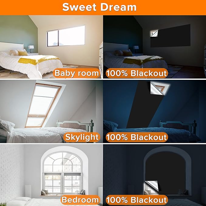 Portable Blackout Curtains (157" x 57"), 100% Blackout Material for Baby Nursery, Bedroom, Dorm Room, or Travel Use