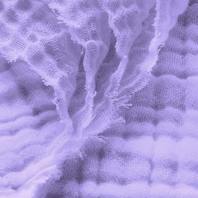 Carriediosa 100% Cotton Muslin Throw Blanket 50" X 70" Twin XL Size，4-Layers Summer Gauze Throws for Bed Couch，Soft Lightweight Breathable Linen Blankets Bedspread for Adults All Season，Light Purple