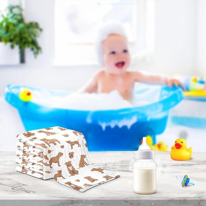 vvfelixl Baby Cotton Washcloths Staffordshire Bull Terrier Infants Bath Towel for Unisex Face Towels for Newborn, Natural Baby Wipes Delicate Skin, 11.8 X 11.8 inch, one sizex5