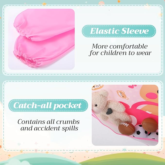 Tarpop Long Sleeve Bibs Infant Smocks Multi Pack Waterproof Soft Sleeved Bibs for Babies Toddler Eating Feeding
