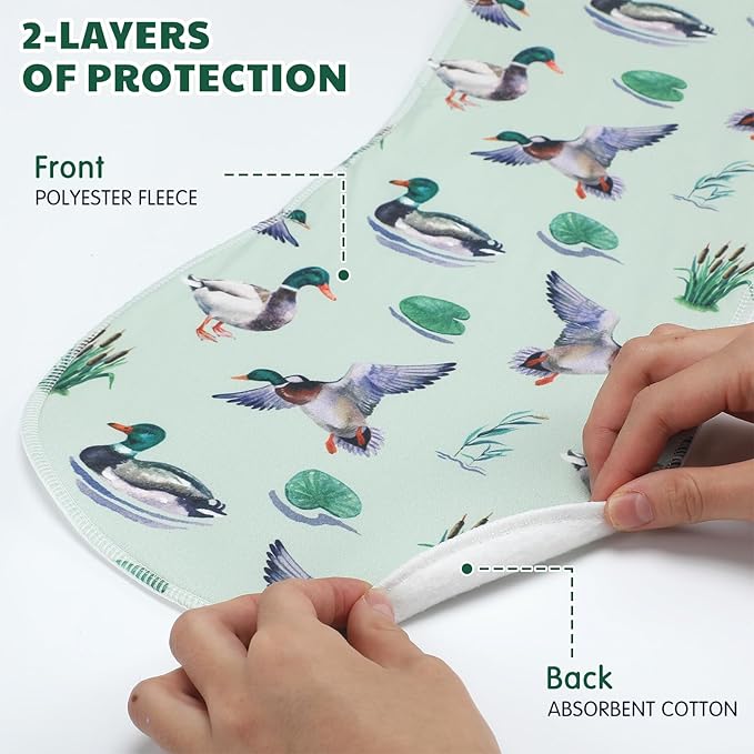 SmoothNovelty 5 Pack Mallard Duck Pattern Baby Burp Cloths Soft Absorbent Burping Rags for Newborns 19"x9" Spit up Cloths for Boy Girl Newborn Baby Shower Registry Gifts Set Nursery Decor