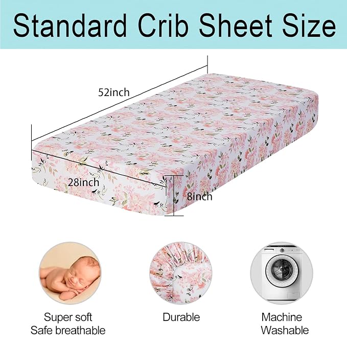 Bimocosy Crib Sheets 4 Pack, Baby Crib Sheets Fitted for Boys and Girls Breathable & Snug Fit, Soft Toddler Bed Sheets for Standard Crib Mattress Nursery Daycare Essentials, Elephant Dreams