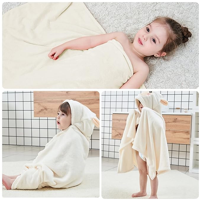 ROMASA Baby Bath Towel Ultra Soft Hooded Towel Highly Absorbent Bathrobe Blanket Toddlers Shower Gifts for Boys Girls-27.5" x 55" (White)
