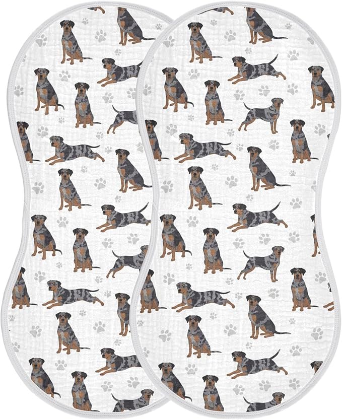 Qinllo 2 Pack Muslin Burp Cloths Great Dane Dogs White Cotton Baby Burp Cloths Extra Absorbent and Soft Thick Burping Cloth for Newborn Babies Boys Girls 22x11 Inch