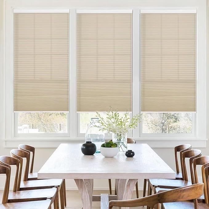 MYshade 1.5-Inch Cellular Cordless Light Filtering Shades, Honeycomb Window Blinds for Soft Daylight & Privacy, Thermal Insulation, Child Safe, Inside or Outside Mount (52" W x 72" H, Beige)