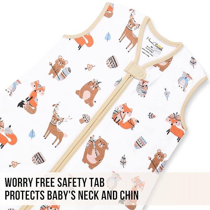 Mama Cheetah Toddler Sleep Sack with Feet 3T-4T, 0.5 TOG Organic Cotton Baby Wearable Blankets with Legs, Baby Sleeping Bag for Walkers, Early Walker Large