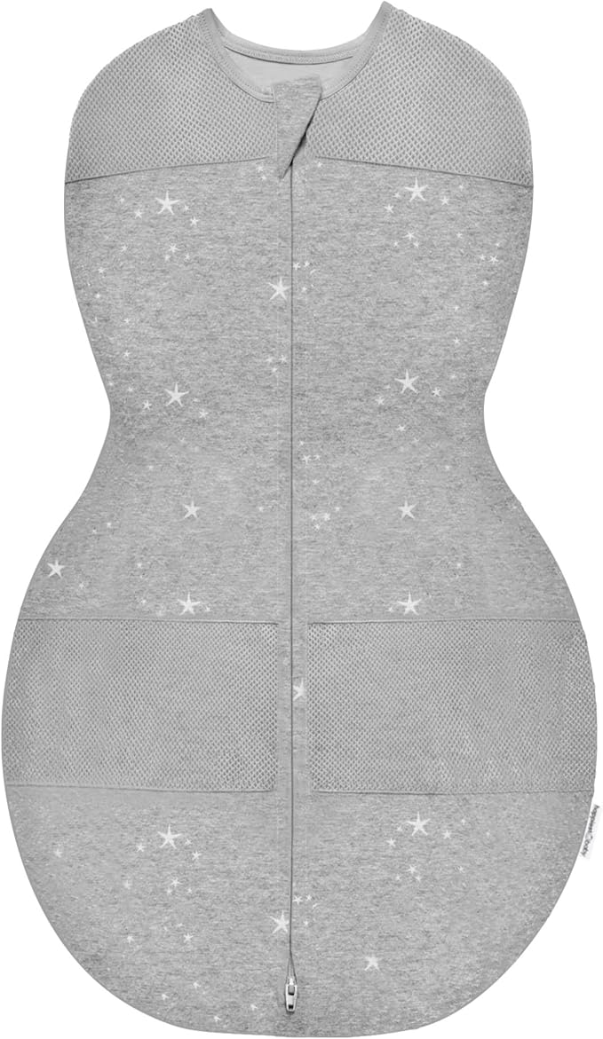 Happiest Baby Sleepea 5-Second Swaddle - 100% Organic Cotton Baby Swaddle Blanket - Doctor Designed Promotes Healthy Hip Development (Graphite Stars, Large)
