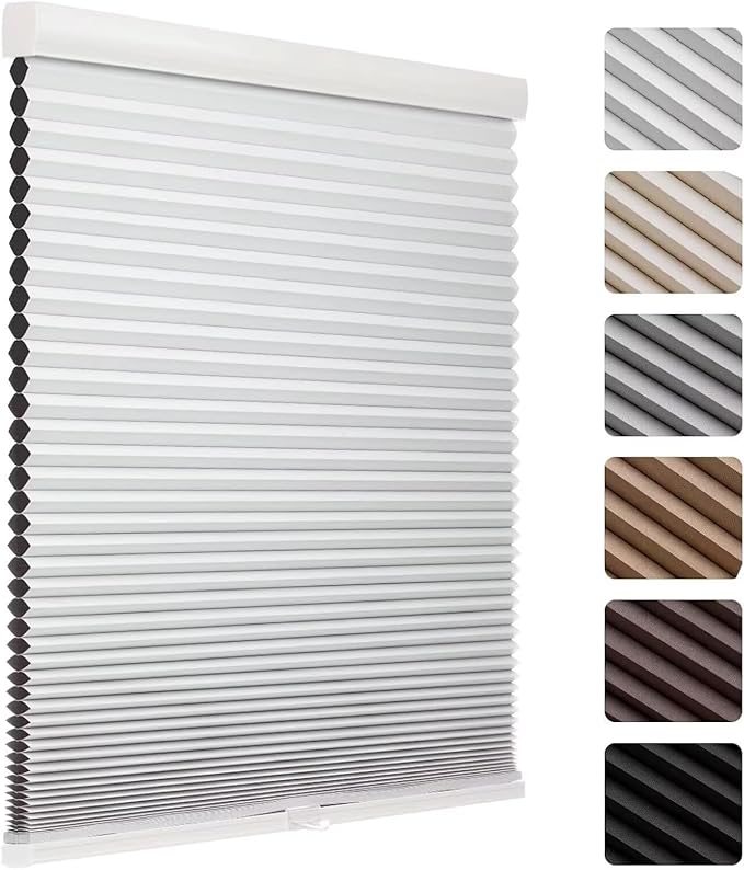 MYshade Cordless Blackout Cellular Shades, 1.5" Honeycomb Window Blinds for Bedroom & Nursery, Thermal Insulated, Noise Reducing, Privacy Shades, Inside or Outside Mount (23" W x 50" H, White)