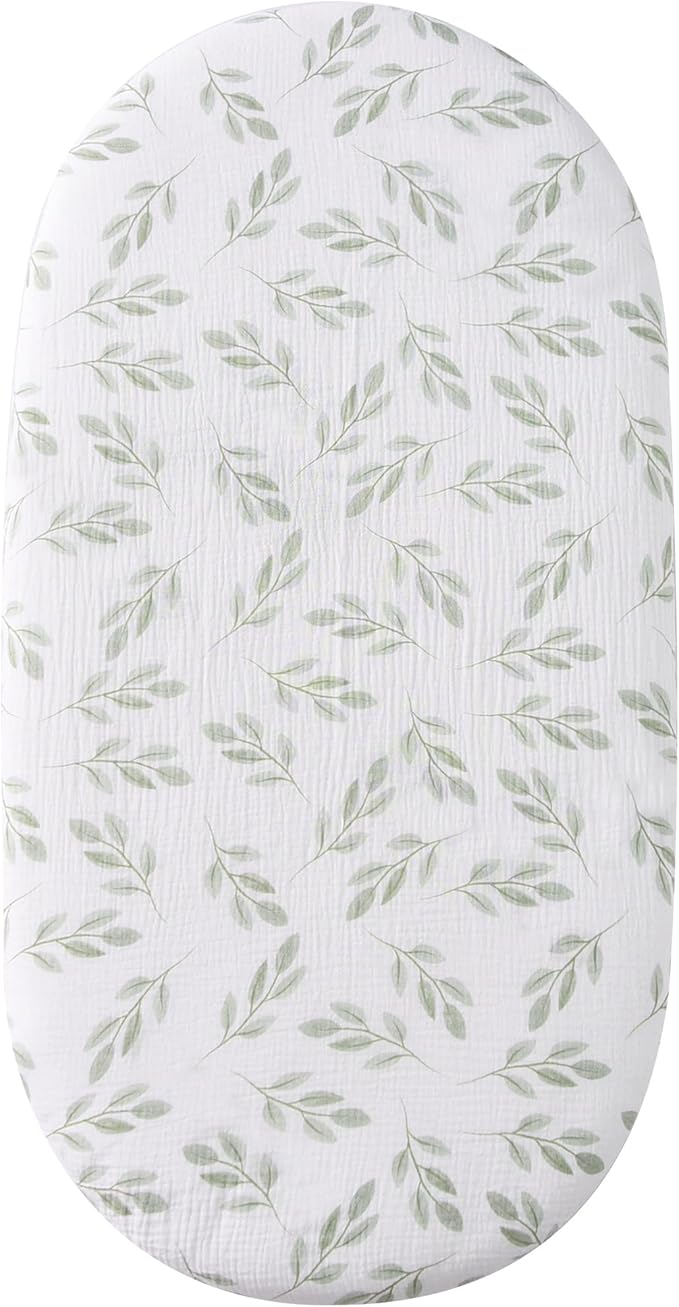 Organic Cotton Muslin Bassinet Sheets, 2 Pack – Soft, Breathable, Universal Fit for Oval, Rectangle & Hourglass Mattresses, Machine Washable, Neutral Colors for Baby Boys & Girls