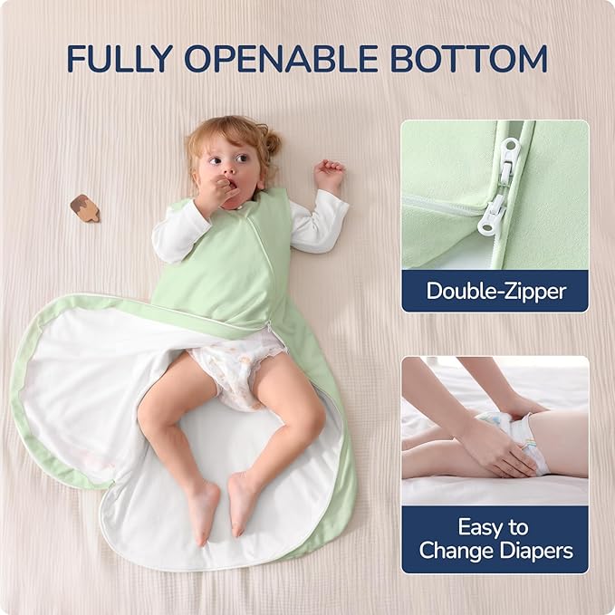 usbettas 1.0 Tog 2.5 Tog Baby Sleep Sack, 100% Cotton Baby Sleeping Bag 3-24M, 2-Way Zipper Baby Wearable Blanket