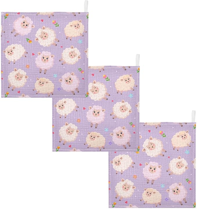 vvfelixl Charming Sheeps Baby Burp Cloths Baby Muslin Washcloths for Boys Girls Cotton Baby Face Towel for Newborn Infants Soft and Absorbent 11.8 X 11.8In, 5 Pack