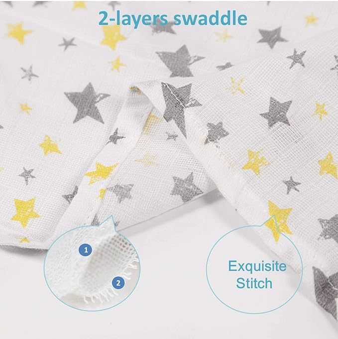 Little Grape Land Muslin Swaddle Blankets 47''x47'' 3 Pack, 100% Cotton Large Size Baby Swaddles for Newborn, Soft Breathable Baby Blankets for Newborns, Yellow