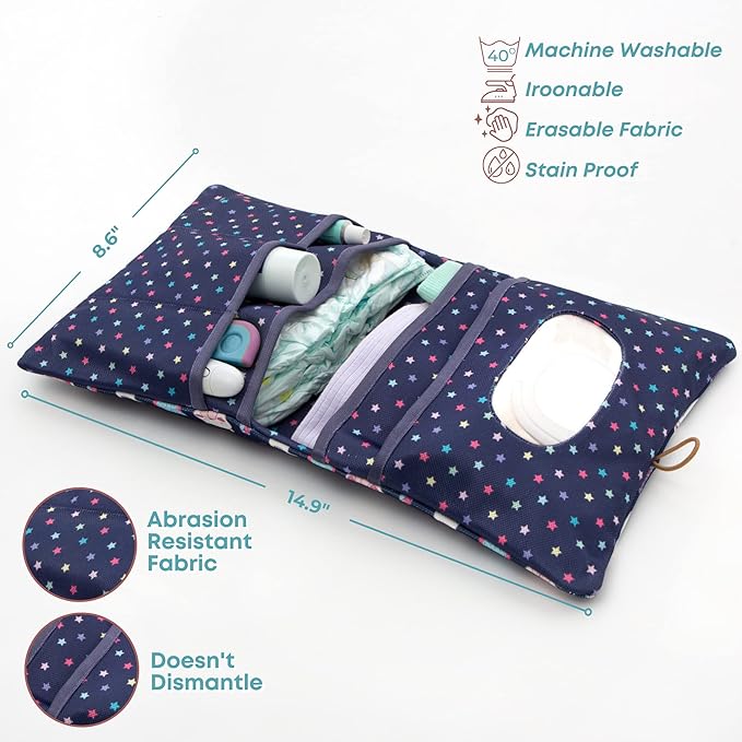 HAMUR Baby Diaper Bag Organizer – Travel-Friendly, Compact & Foldable | Stroller Pouch for Newborn Essentials – Must-Have for Boys & Girls (Purple)