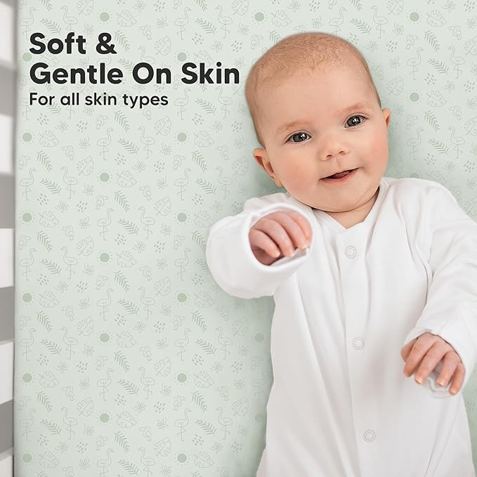 KeaBabies 2-Pack Organic Crib Sheets for Boys, Girls - 52x28 Fitted Crib Mattress Sheet Neutral, Breathable Jersey Cotton Cover for Baby Bed, Toddler Mattress, Soft & Cute Prints (Tropic Oasis)