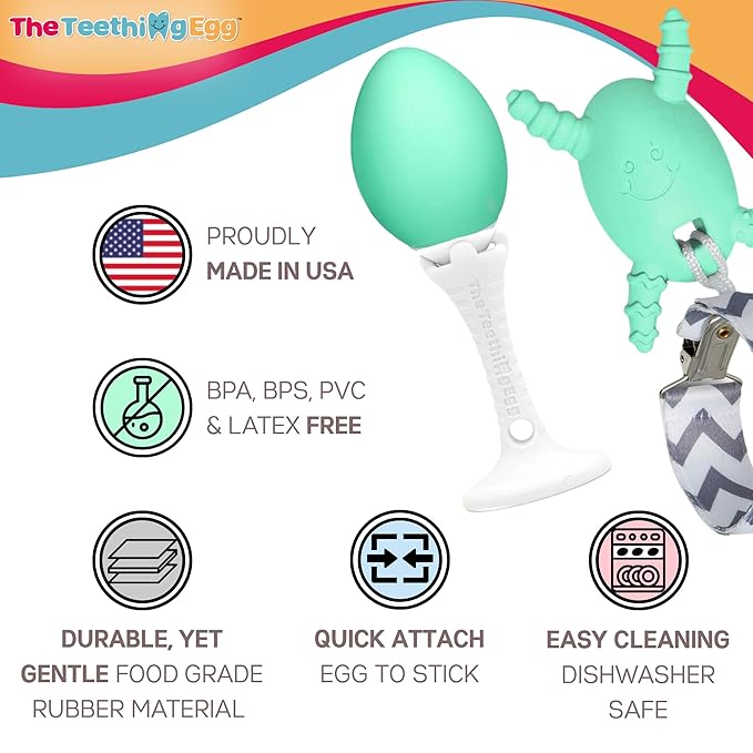 The Teething Egg Bundle - Baby Development Toys, Teether for 3, 4, 6, 12 Up to 18 Months Old Boy or Girl, Sensory Toys, A Baby Registry Must Have, Pink