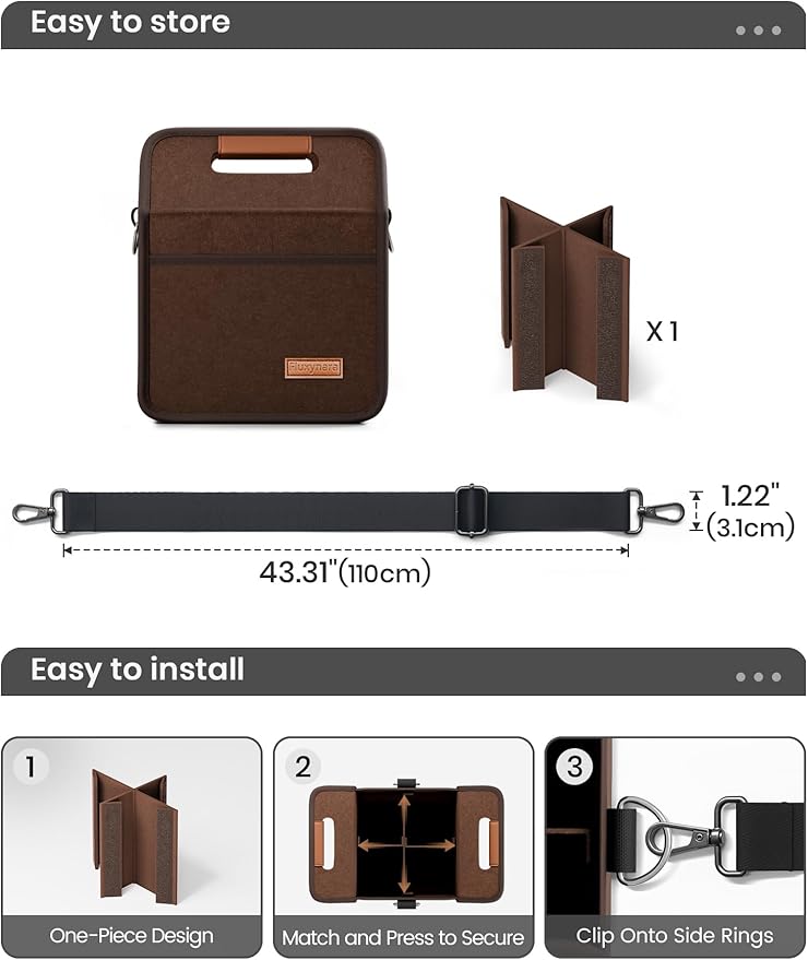 Fluxynara 4-Cup Reusable Felt Drink Carrier with Handle and Adjustable Shoulder Strap, Drink Holder for Car, Multi-Cup Drink Carrier Bag for Delivery, Travel, Picnics (Coffee Brown)