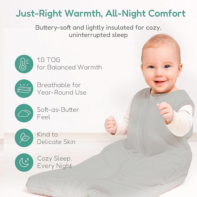 TOTCHILL Baby Sleep Sack, 1.0 TOG Cozy Wearable Blanket, Soft Sleeping Bag with Zipper, Toddler Sleep Sack 0-3-6-12-24-3T