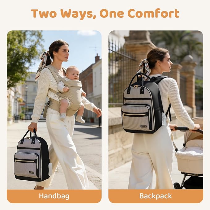 Lekesky Diaper Bag Backpack, Large Baby Backpack Diaper Bags for Mom Dad Maternity, Travel Baby Essentials with Changing Pad, Insulated Pockets, Stroller Straps, Laptop Compartment (Black)