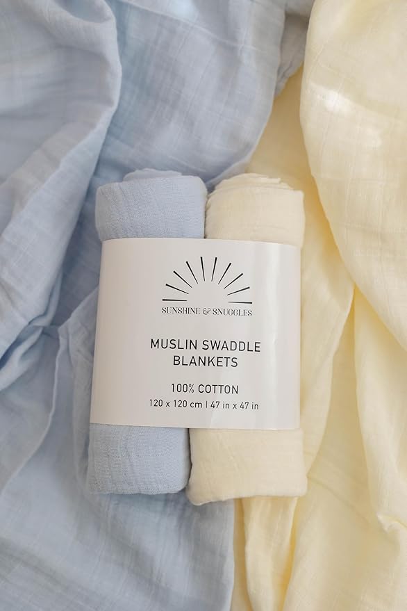 Soft 100% Cotton Swaddles for Newborns, 2- Pack - Large, Breathable Baby Blanket - Versatile, Durable Muslin Swaddle Blankets - Perfect Newborn Essentials