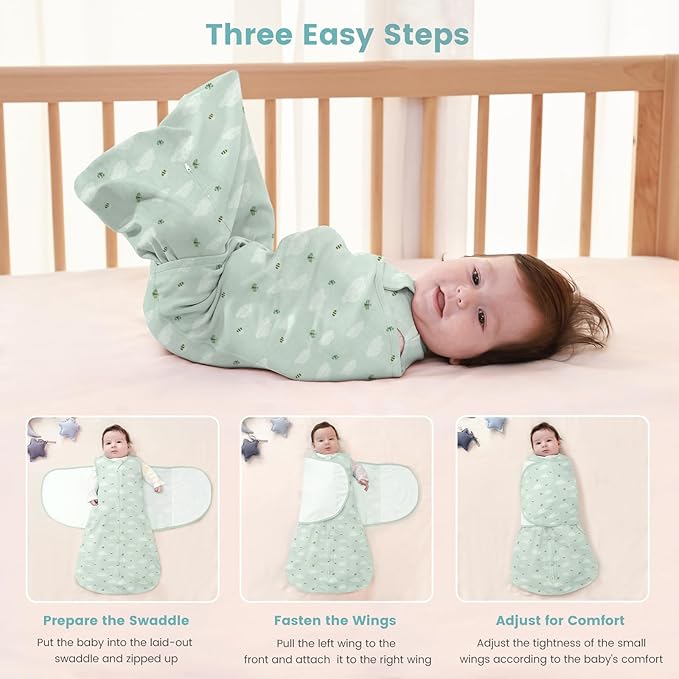 LILBESTIE Baby Swaddle Sleep Sack, 1.0 Tog New-Parent-Friendly Swaddle for Newborns & infant 0-3 Months Baby Wearable Blanket Reduce Startle Reflex, Newborn Boys Girls Registry Essentials