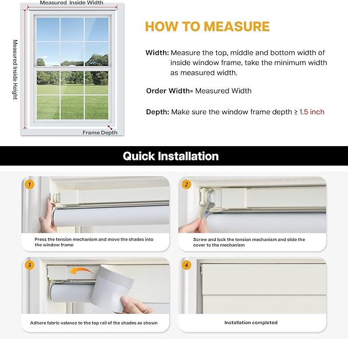 LazBlinds No Drill Blinds for Indoor Windows, Blackout Roller Shades, Cordless Window Blackout Blinds, Thermal Insulated Fabric UV Protection for Home and Office, 22.5" W x 72" H, Navy Blue