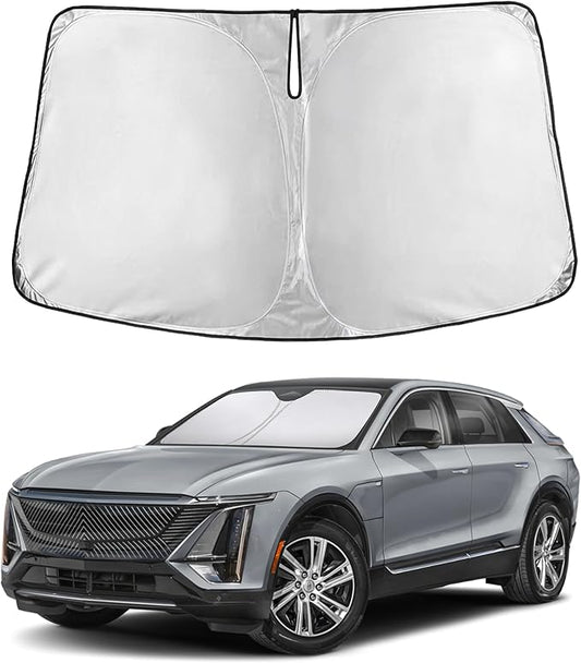 EcoNour Windshield Sun Shade Compatible for Cadillac Lyriq 2023-2026 Front Window Sunshade Foldable Sun Visor UV & Heat Blocking Protection