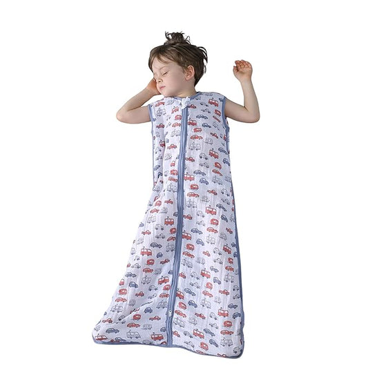 TADO MUSLIN Baby Sleep Sack 2-4 T Baby Wearable Blanket 100% Organic Cotton 0.5 TOG Toddler Sleep Sacks 2- Way Zipper Soft 4 Layers Muslin 2T 3T 4T Car