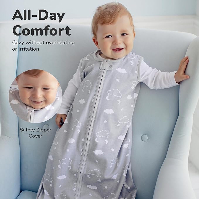 Mama Cheetah Baby Sleep Sack 2.5 TOG, Winter Baby Sleeping Bag with 2-Way Zipper, Organic Cotton Swaddle Transition Wearable Blanket for Boy Girl Infant Toddler, 6-12 Months, 1-Pack
