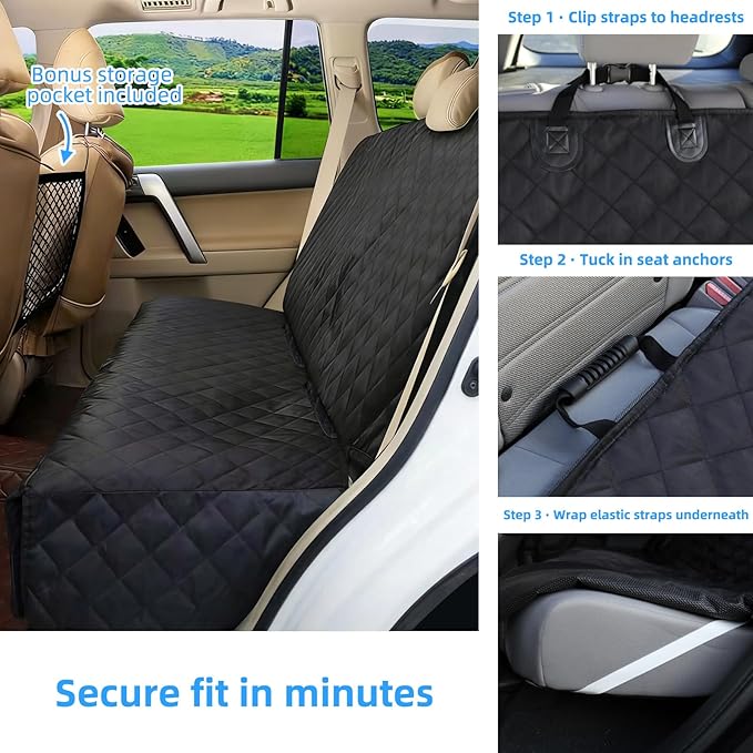 Deluxe More Durable Waterproof Backseat Protector, High Heat Resistant and Nonslip Back Seat Cover for Dogs Kids, Universal Size Fits Cars, Trucks, SUVs