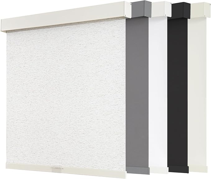 AOSKY Blackout Roller Shades Cordless Blinds for Windows, Free-Stop Shades with Valance, Thermal Insulated Fabric, UV Protection, Blinds for Home and Office (37" W x 72" H, Linen Beige