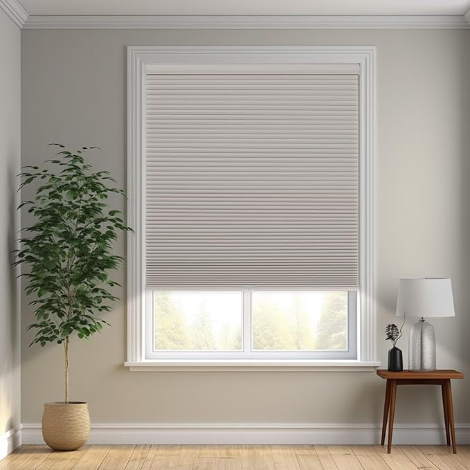 Changshade Cordless Cellular Shades, Blackout Honeycomb Shades for Windows, Pull Down Pleated Blinds, Easy to Install for Indoor Windows and French Doors,56" W x 72" H, Beige