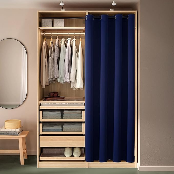 ChrisDowa Blackout Door Curtains for Doorway Privacy, Grommet Closet Curtains for Bedroom Closet Door, Thermal Insulated Doorway Cover Room Divider Drapes (1 Panel, Navy Blue, 42 x 80 Inch)