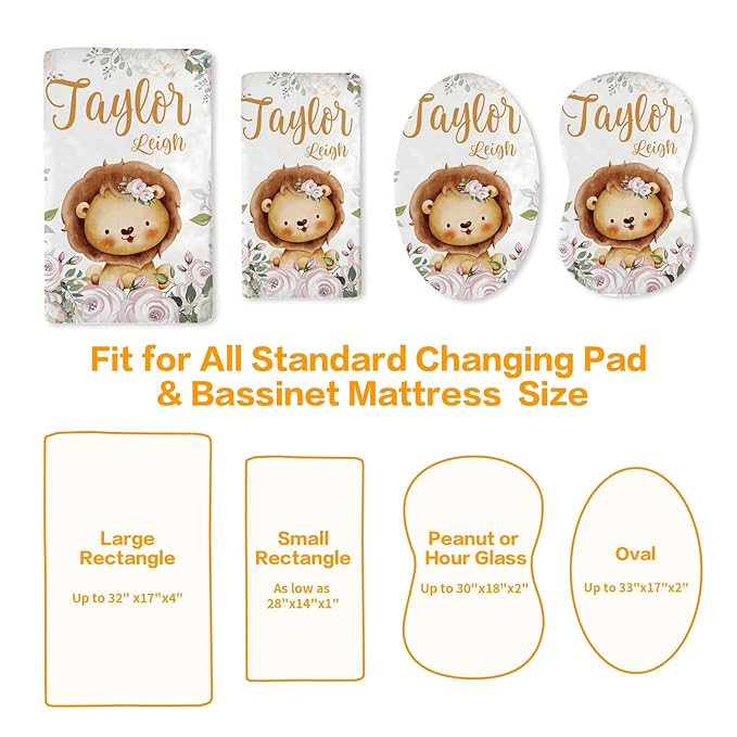 Custom Changing Pad Cover Set - Jersey Knit Ultra Soft Unisex Waterproof Diaper Changing Table Covers with Personalized Name for Baby Boys Girls - Comfy Cozy 2 Pcs Set Style09