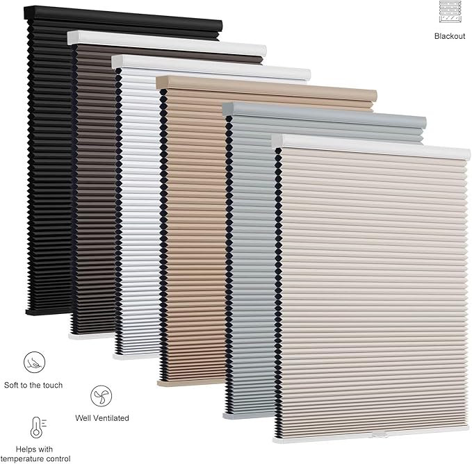 Changshade Cordless Cellular Shades, Blackout Honeycomb Shades for Windows, Pull Down Pleated Blinds, Easy to Install for Indoor Windows and French Doors,57" W x 72" H, Beige