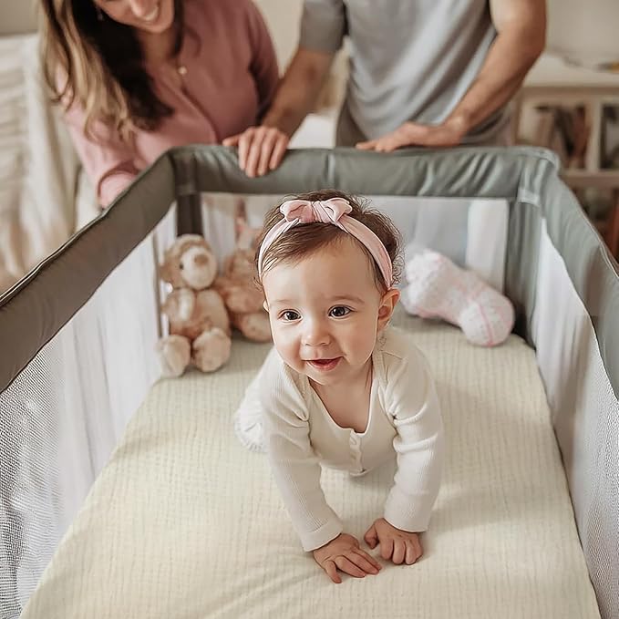 lulumoon Pack and Play Sheets Muslin: Cotton Fitted Sheets for 4moms Pack N Play - Soft Playard Sheets for Boys and Girls 2Pack