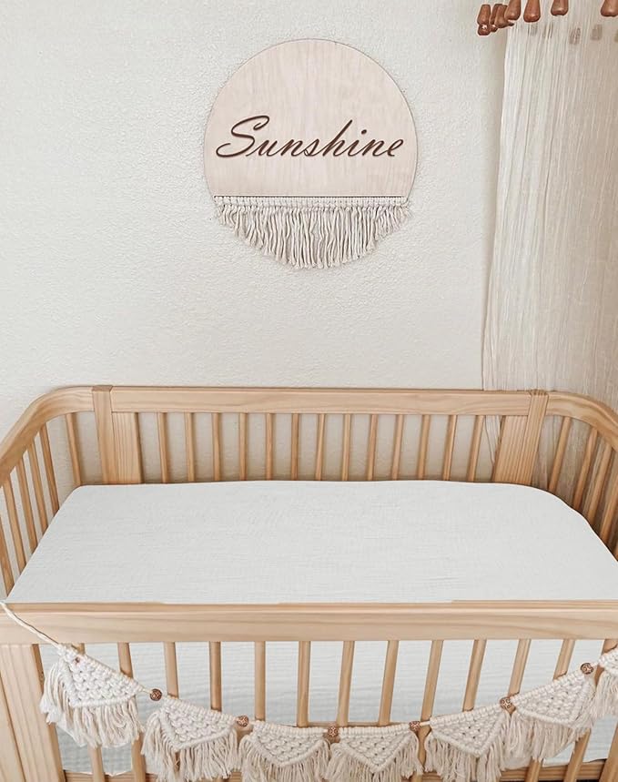 Crib Sheets for Baby Boy Girl 2 Pack, Fitted Crib Mattress Sheet 28" x 52", Muslin Toddler Bedding with Neutral Style, Nursery Bedding Essentials (White & White)