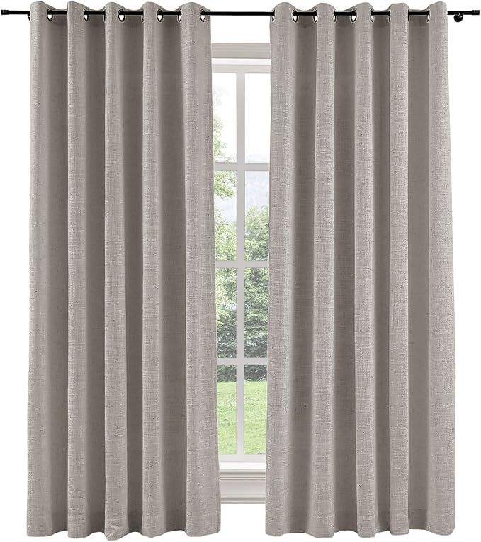 ChadMade Morden Grommet Nutral Linen Solid Color Drape 96 Inches Long Room Darkening Blackout Curtain for Bedroom Girls Room Boys Room Baby's Room Nursey 50Wx96L, 1 Panel, Parchment, Tallis Collection