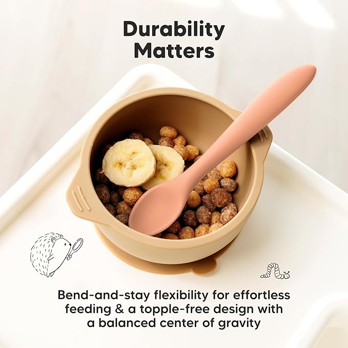 KeaBabies Silicone Baby Spoons, Self Feeding 6-12 months - 6-Pack Baby Weaning Eating Utensils, Toddler First Food Training Spoon, Infant, Kids Feeding Supplies Essential Set,Dishwasher-safe (Roseate)