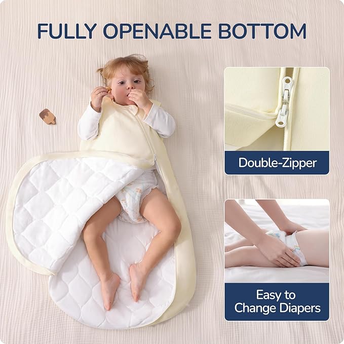 usbettas 1.0 Tog 2.5 Tog Baby Sleep Sack, 100% Cotton Baby Sleeping Bag 3-24M, 2-Way Zipper Baby Wearable Blanket