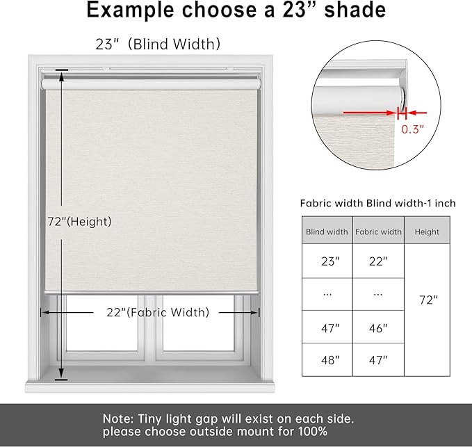Homebox Cordless Blackout Roller Shades for Windows, 100% Room Darkening Blinds with Thermal Insulated Easy Install Spring System for Home, Living Room, Nursery (41" W x 72" H, Light Beige)