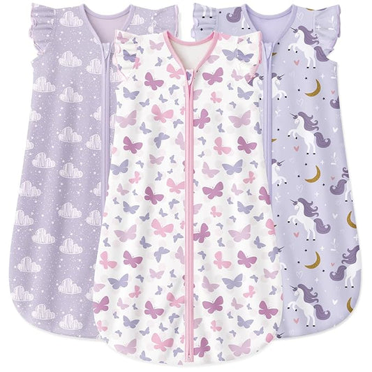 Yoofoss Baby Sleep Sack 12-18 Months Wearable Blanket for Babies 100% Organic Cotton 2-Way Zipper TOG 0.5 Toddler Sleeping Sack 3 Pack, Comfy Lightweight Sleep Sacks