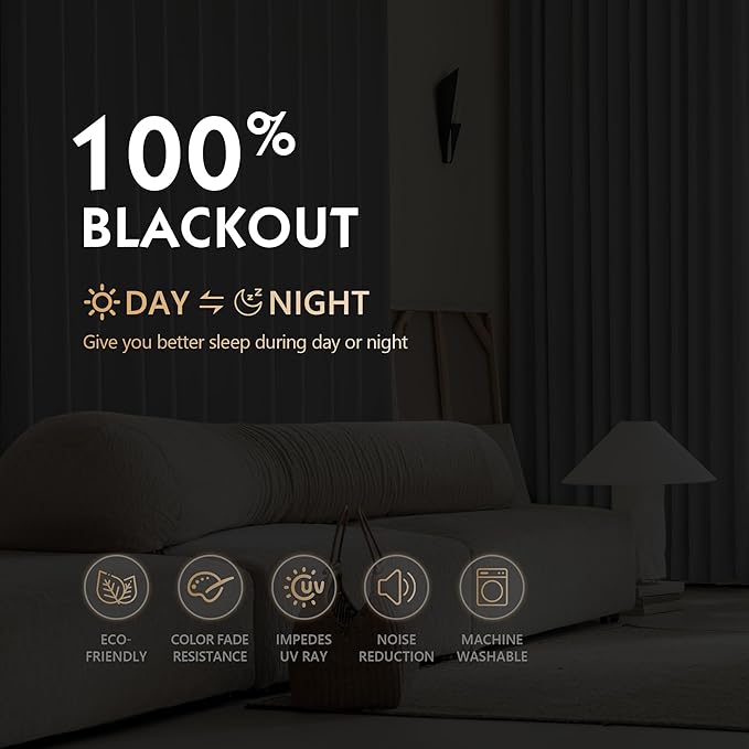 FMFUNCTEX 100% Dark Grey Blackout Curtains for Living Room, Curtains 90 Inches Long Weave Textured Thermal Insulated Curtains for Bedroom, Black Out Drapery Grommet Room Darkening 2 Panels