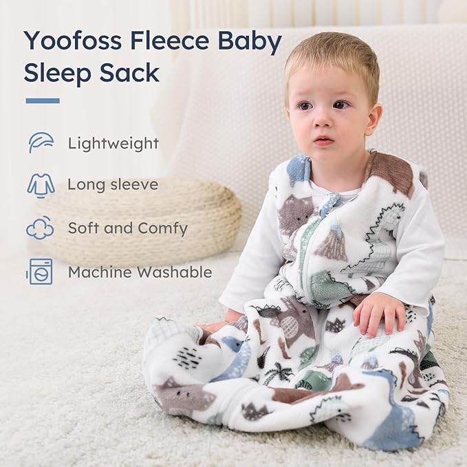 Yoofoss Baby Sleep Sack 6-12 Months, 1.5 Tog Sleep Sack, Fleece Baby Wearable Blanket with 2-Way Zipper, Infant Sleeping Sack, Soft Warm Lightweight(Small)